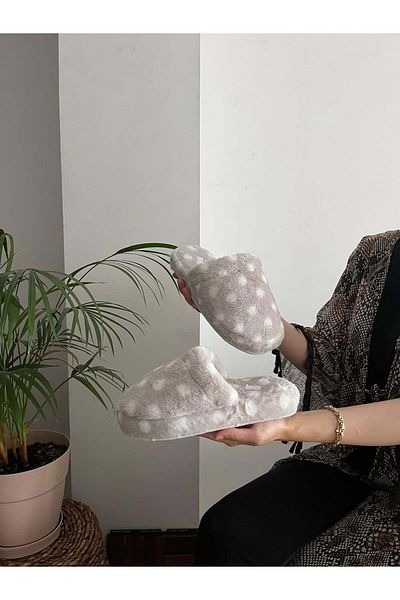 Behtah Kundura Γυναικείες παντόφλες με αφράτες κουκκίδες Silent Sole - Furry Dowry Bundle