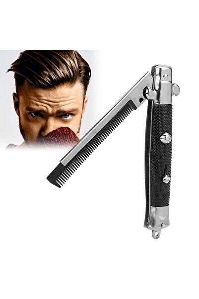 valkyrie Emniyet Kilitli Otomatik Açma Düğmeli Sustalı Tarak Şeklinde Bıçak Görünümlü Otomatik Metal Tarak