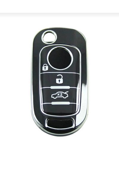 GMA KEYS Fiat Egea - 3 Button Nano Key Case, Black Silver Silver, 1Stci Quality