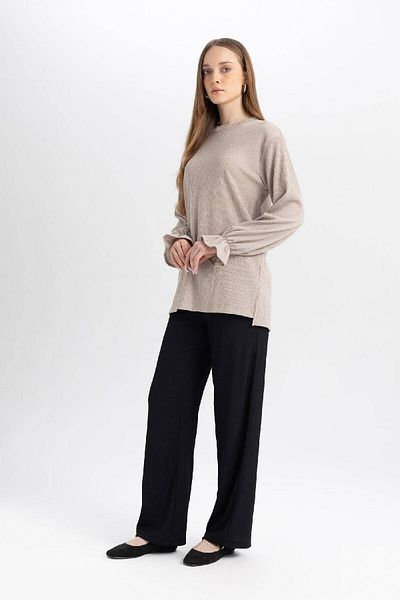 DeFacto Relax Fit Elastic Waist Basic Straight Wrap Black Trousers Z8788Az24Wn