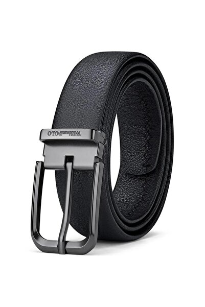 William Polo Curea pentru bărbați din piele naturală cu cataramă metalică nea...