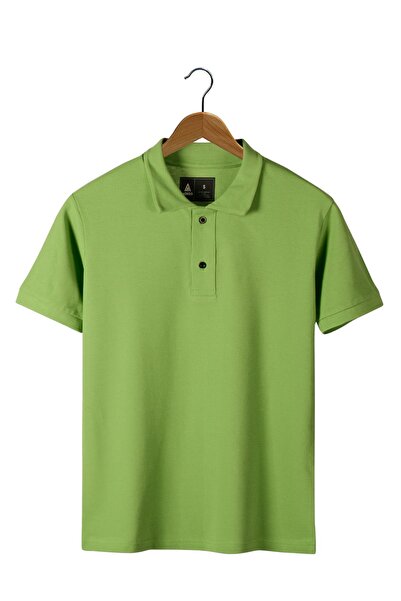 BUCADO Men's Grass Green Slim Fit Polo Collar T-Shirt