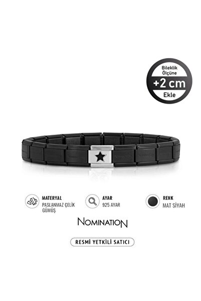 NOMİNATİON Italy Composable 925 Ayar Gümüş Siyah Yıldız ve Çelik Bileklik Mat...