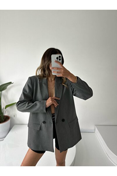 Marbella Poliviskon βάτα τμχ oversized Γυναικείο Μπουφάν - Λεπτομέρεια με διπλό κουμπί