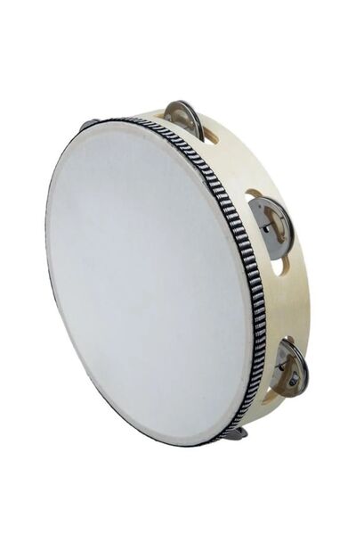 ONSHINE Deri Tef 30 cm Ahşap 5 Zilli Tef Orta Boy Kına Tefi 1 Adet