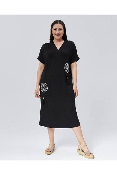 CAFCAF Plus Size Jewelled Black Dress