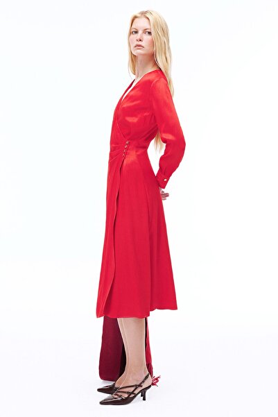 Perspective Mudita - V-Neck Red Regular Fit Dress