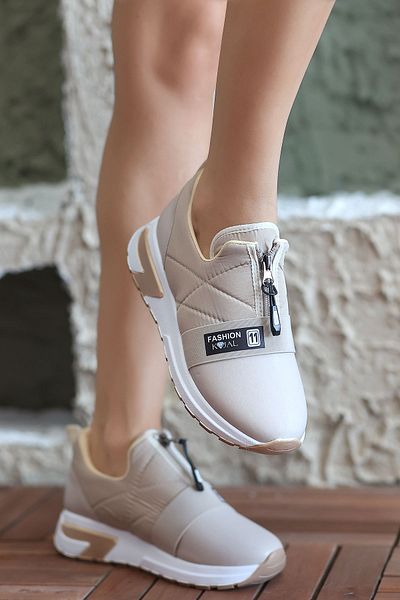 kajal ayakkabı Kajal 011 Zipper Detailed Parachute Fabric Sneakers