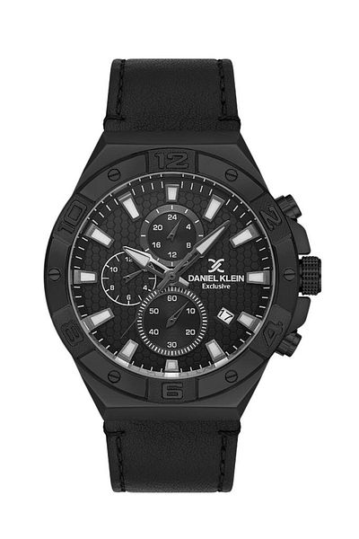 Daniel Klein Dk.1.13744-5 Exclusive Black Leather Cord - 5 Atm Water Resistant All Functions Active