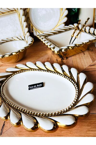 CASA DE BELLA 5 Piece Embossed and Gold Edged Presentation Service Set