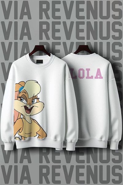 Vordevia Dear Bugs and Lola Bunny Printed Oversize Combination Sweatshirt