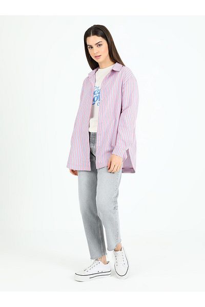 Benin Benin Cotton Shirt - Blue Striped