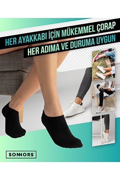 SONNORS 6 чифта невидими чорапи, жени, мъже, не се показват, неплъзгащи се черно-бели сандали от органичен памук