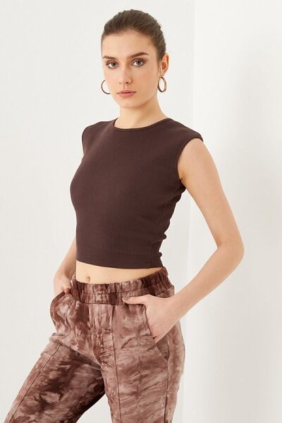 Curly Καφέ μπλούζα καμιζόλ