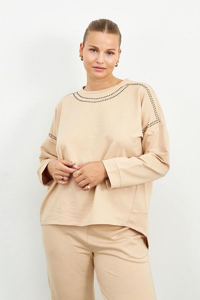 Curly BEIGE COLLAR STONE SWEATSHIRT
