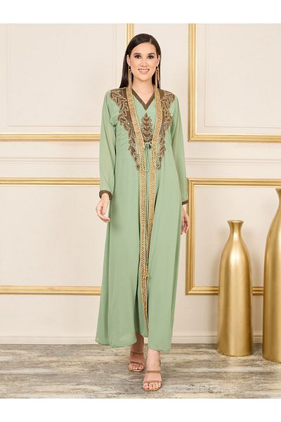 Maxim Creation By Styli Handwork Beaded Detail Belted Kaftan
