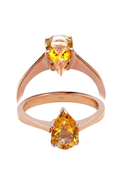 Ariş Sitrin Taşlı Altın Yüzük