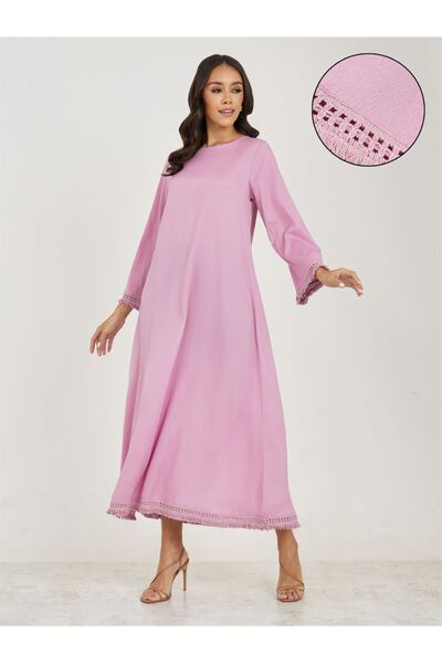 Styli جلابية مزينة بشراشيب سادة