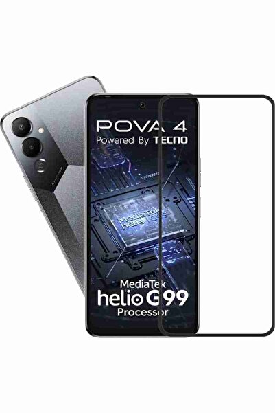 AWEI Tecno Pova 4 Uyumlu Tam Kapatan Şeffaf Esnek Seramik Kırılmaz Nano Cam E...