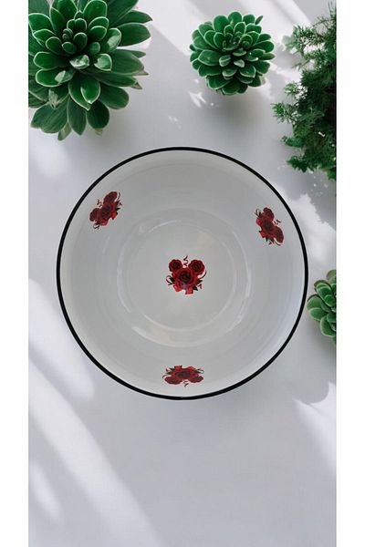 emaye market Enamel Dough Basin Salad Dumplings Viler Mixing Bowl Deep Dish 40 cm