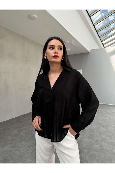LİSAA BUTİK Femei - Cămașă Premium Transparentă Oversize, Mărime Standard