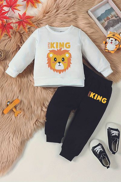 ADABEBEK Litlle King Lion Printed New Season Baby Set - 11075