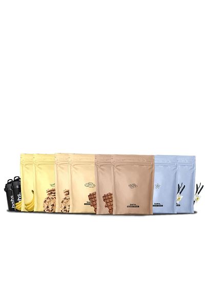 bahs. Mega Pack XXL - Food Powder x2 Chocolate, Cookie and Banana Raw, Vanilla| 2 + Shaker