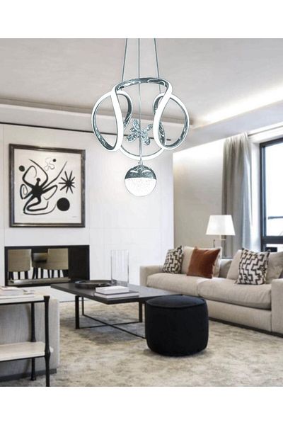 LİVORA LIGHTING Angel Modern Pendant Lamp 3 Stage Candy Ball Chrome Led Chandelier