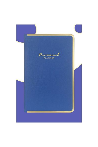 Victoria's Journals Vj Monaco Веган тефтер за планиране с твърди корици от кожа, 100 гр. хартия в цвят слонова кост. 192 Страница - синьо