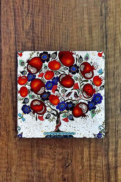 Begoloni Stone Decor حامل حجر طبيعي مقاس 20×20 سم شجرة رمان مطبوع