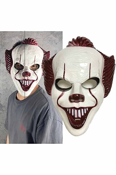 Parti dolabı Halloween Adult Pennywise Mask - Scary Clown Party Mask 30X22 cm