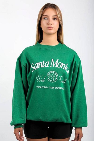 Seeh Hanorac oversize cu model verde cu decolteu triplu SH115