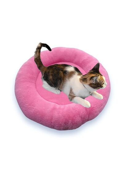 Oto Aksesuarcım Pernă rotundă pentru pat pentru pisici, moale, cu blană, 50 c...