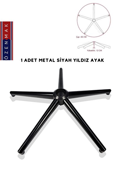 ÖZENMAK Özenmak Siyah Metal Yıldız Ayak Ofis Koltuğu Oyuncu Koltuğu Makam Kol...