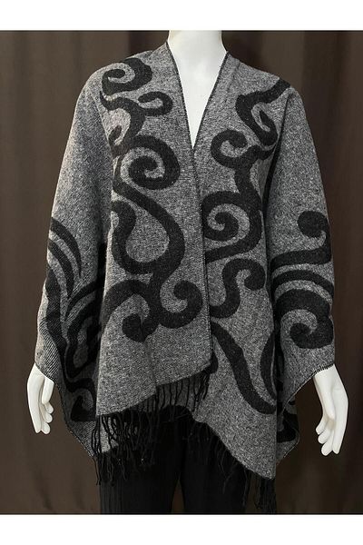 Sobe Hediyelik Women's Winter Double-Sided Poncho Shoulder Shawl