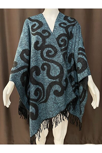 Sobe Hediyelik Women's Winter Double-Sided Poncho Shoulder Shawl