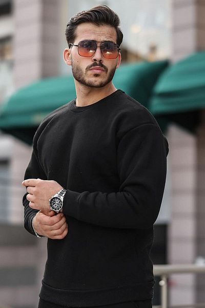 twingold Crew Neck Black 3 Thread Tracksuit Set