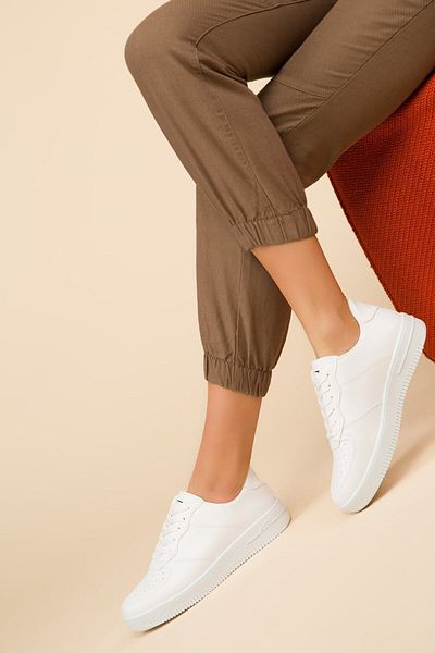 Glenz Pantofi sport albi pentru femei TS1016