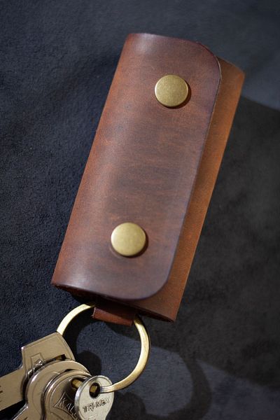 Hi Leather Genuine Leather Snap Keychain