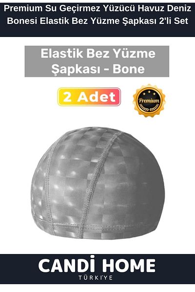 HOBİ CONDİ Premium Special Series - Waterproof Swim and Elastic Cloth Hat Set of 2