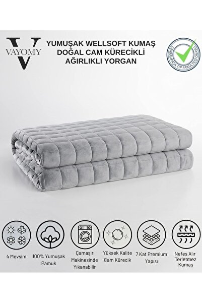 Vayomy Ultra Yumuşak Wellsoft Ağırlıklı Battaniye Çift Kişilik Ağırlıklı Yorg...