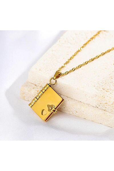 SONES Book Gold Opened Leaf Steel Necklace |   Sns2029031 Go to Dear Mother