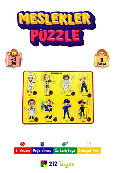 212toyzz ahşap öğretici meslekler sok tak puzzle
