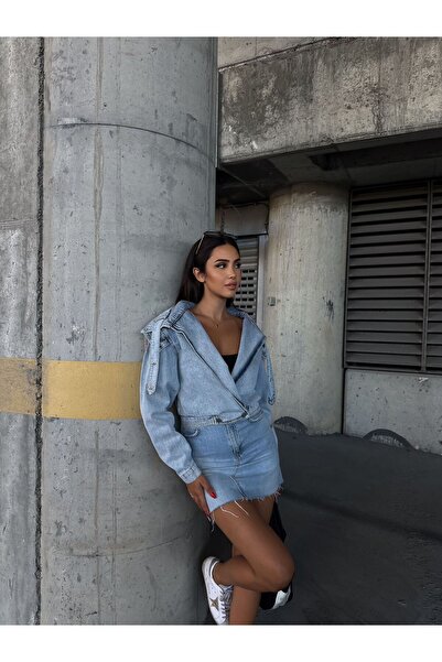 VOLT CLOTHİNG Jachetă de damă din denim cu detaliu de lanț