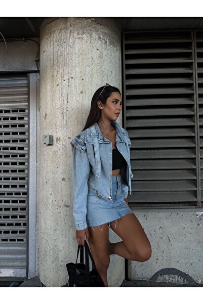 VOLT CLOTHİNG Jachetă de damă din denim cu detaliu de lanț