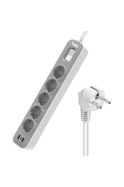 VEA Ve-nova105u A Class 5pcs with 2 USB Switches 1.5 Meter Current Protected Group Socket (MADE IN MALAYSIA)