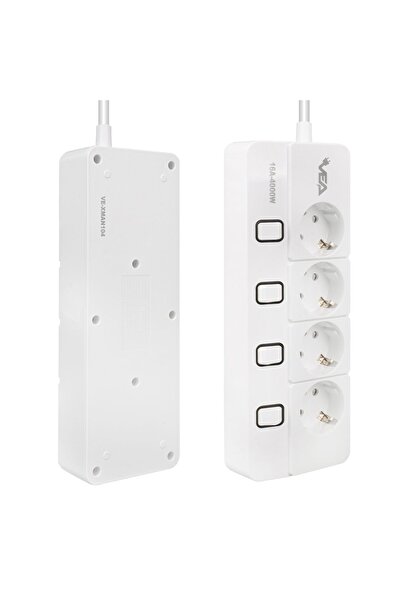 VEA Ve-xman104 A Class 4lü Ayrı Anahtarlı 1.5 Metre Akım Korumalı Grup Priz (MADE IN MALAYSIA)