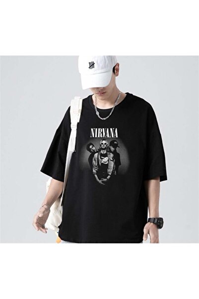 DEEFWEAR Tricou negru unisex oversize Nirvana Artists Stillex Rock Series