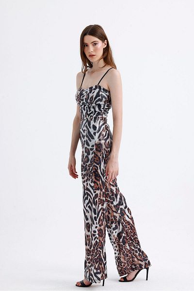 Sense Sequined Tiger Patterned Wide Leg Trousers - Pnt32440