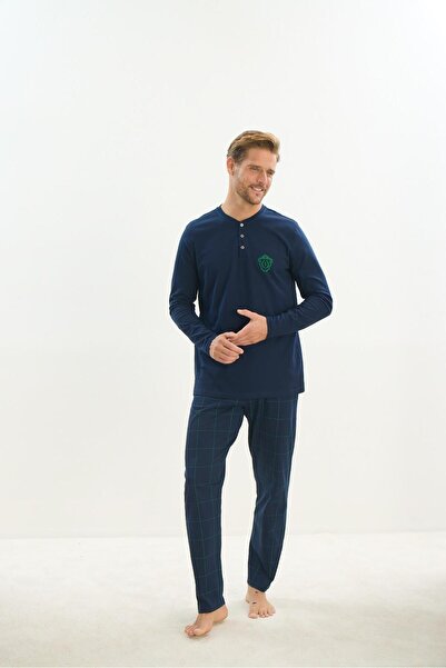 Sevim Ανδρική μακρυμάνικη πιτζάμες Navy Blue - C3T1N5O9